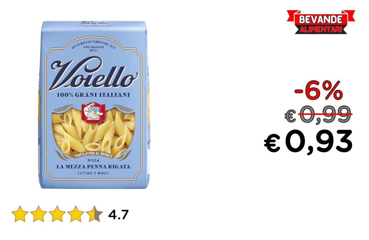 Voiello Pasta Mezze Penne: Offerta fino al 6% di sconto