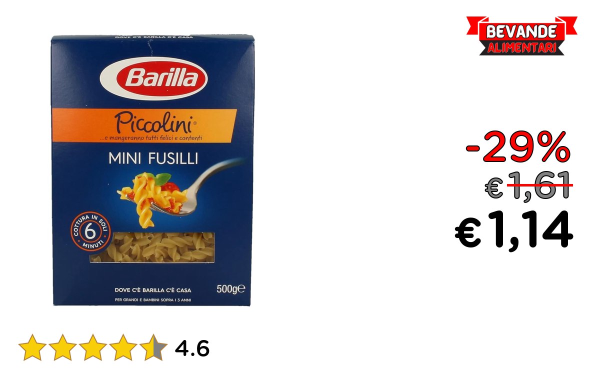 Barilla Pasta Mini Fusilli: fino al 29% di sconto Offerta