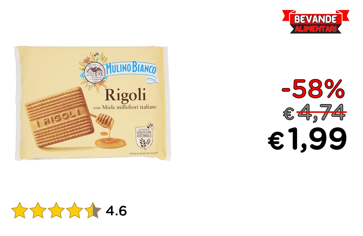 Mulino Bianco Biscotti Rigoli fino al 58% off Deal