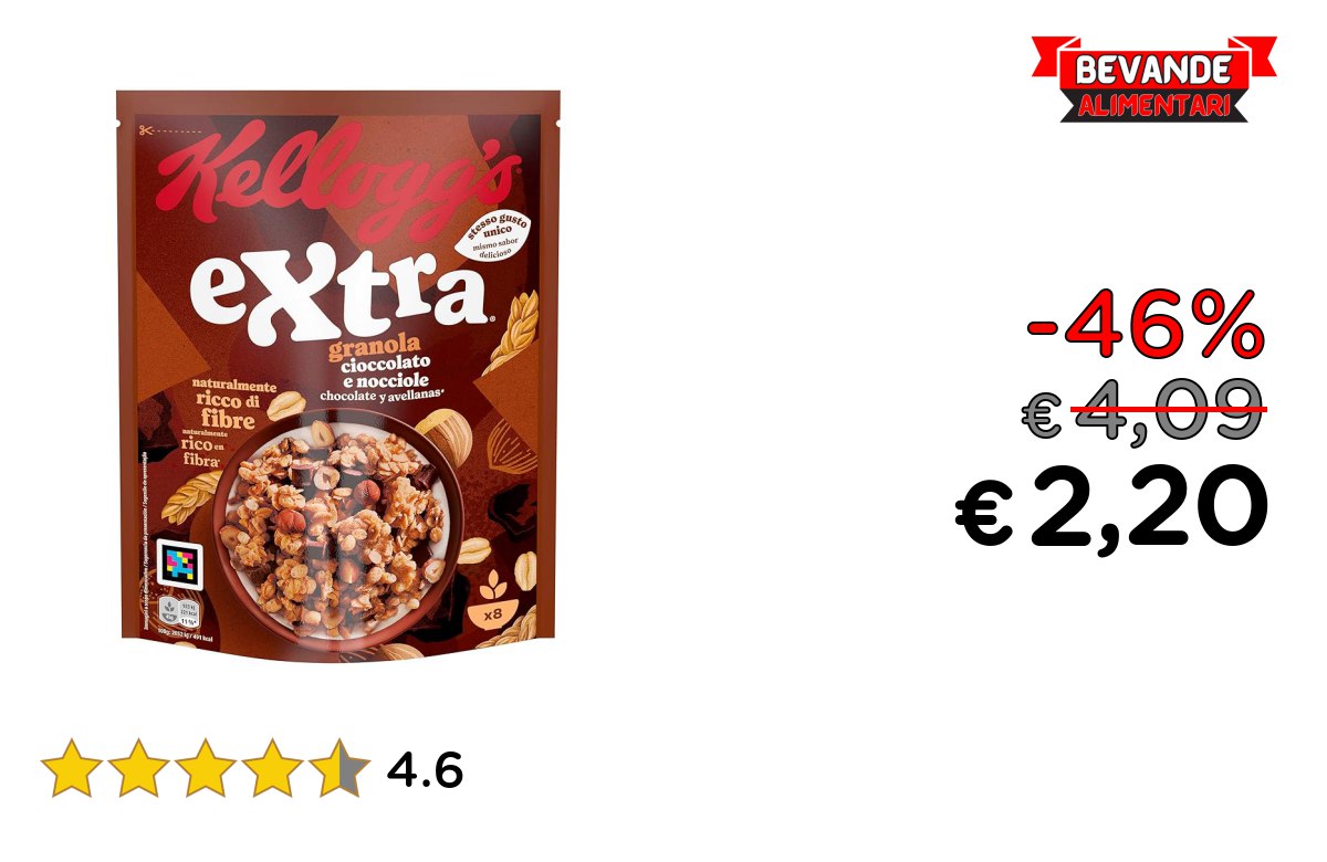 Kellogg’s Cereali Extra fino al 46% di sconto