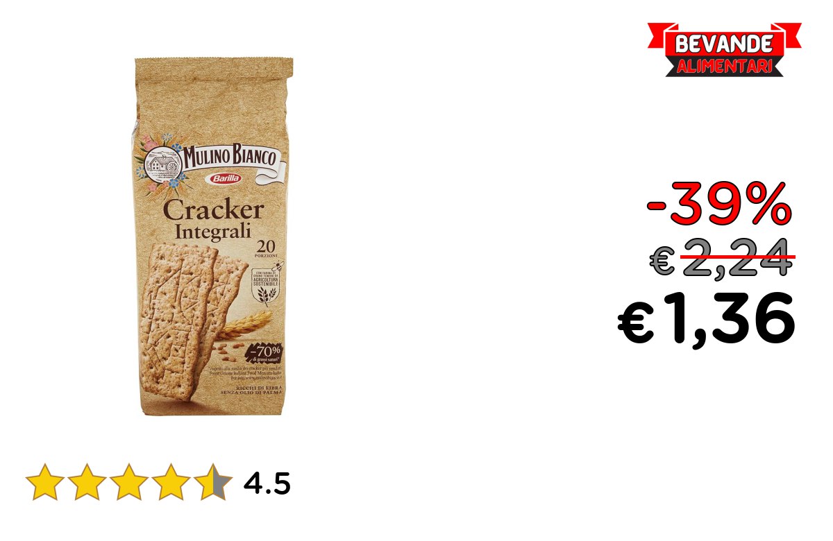 Mulino Bianco Cracker Integali: fino al 39% di sconto Deal