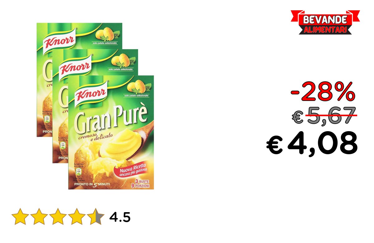 Knorr Preparato Pure Patate 28% Offerta Speciale