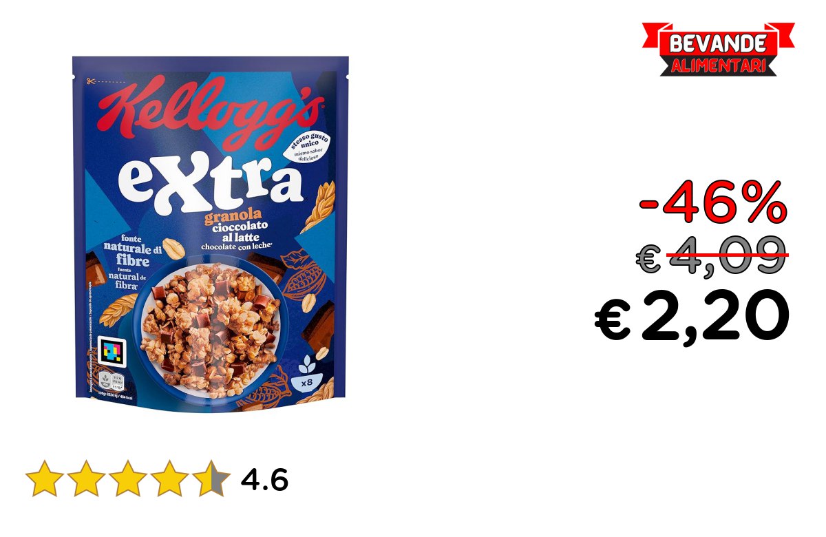 Kellogg’s Cereali Extra fino a 46% di sconto Deal