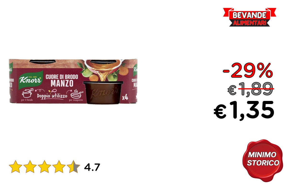 Knorr Cuore di Brodo Manzo: fino al 29% di sconto Deal