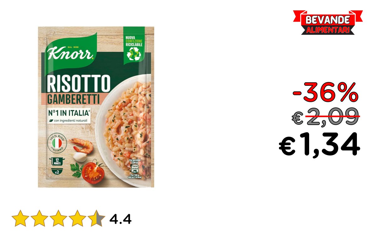 Knorr Risotto con Gamberetti: fino al 36% di sconto
