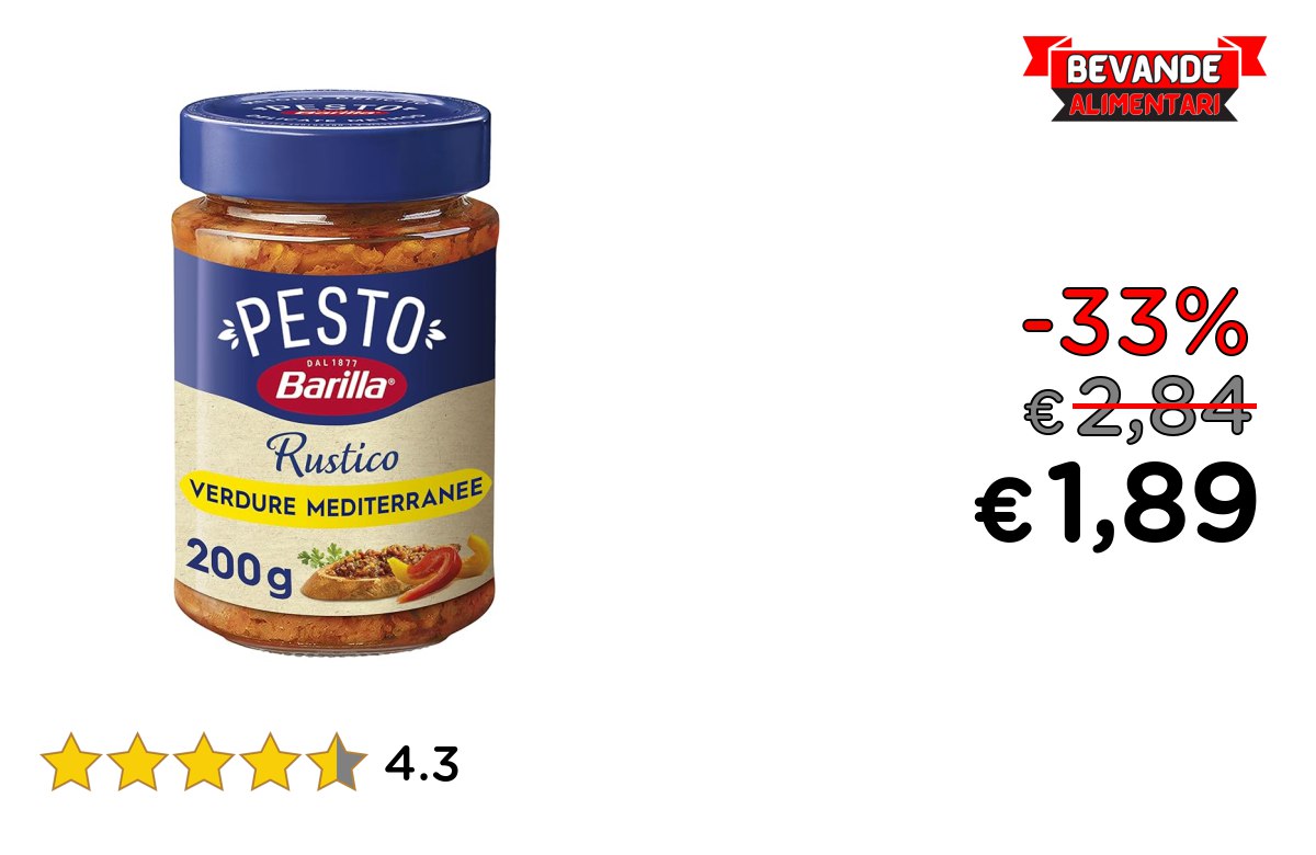 Barilla Sugo Pesto Rustico: fino al 33% di sconto Deal