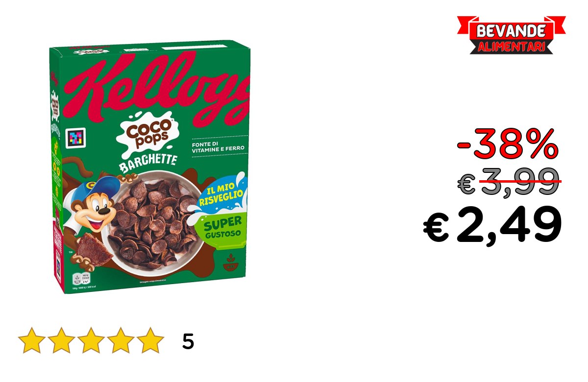 Kellogg’s Coco Pops Barchette al 38% di sconto Offerta