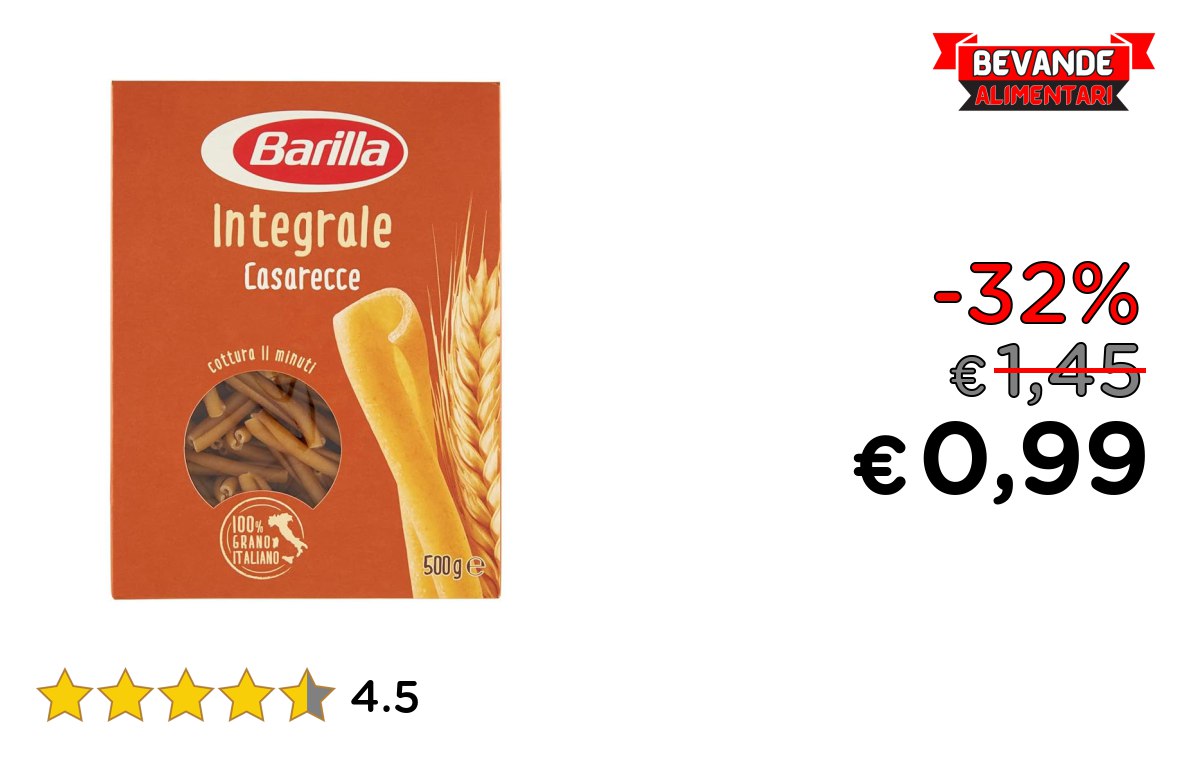 Barilla Pasta Casarecce: fino al 32% di sconto