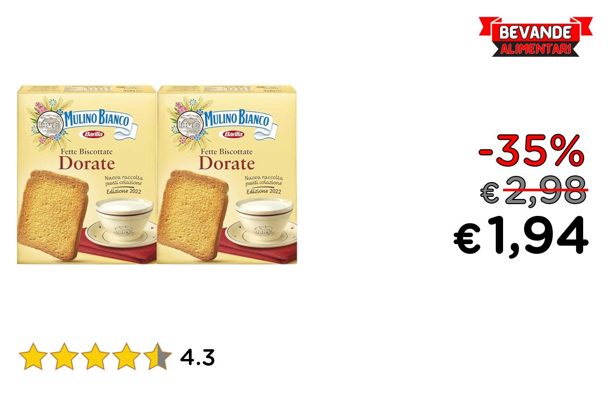 Mulino Bianco Fette Biscottate: fino al 35% di sconto Deal