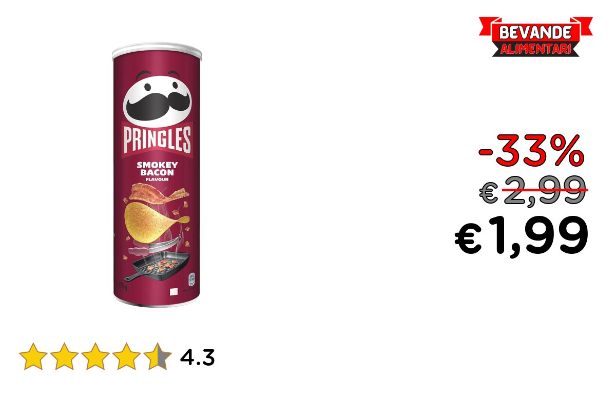 Pringles Smokey Bacon: fino al 33% di sconto Offerta