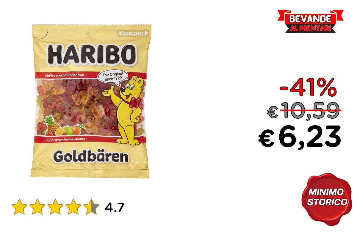 Sacchetto Orsetti d’Oro Haribo: fino al 41% off Deal