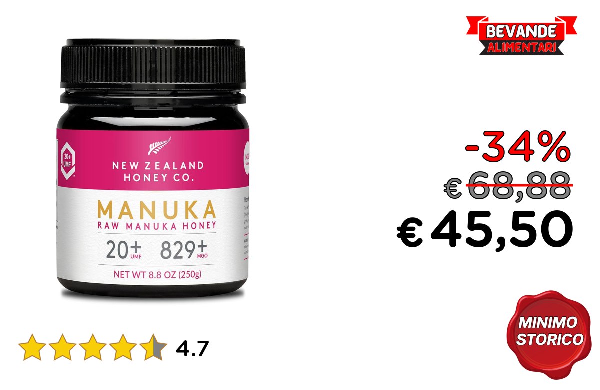Miele di Manuka MGO 829+ fino al 34% di sconto