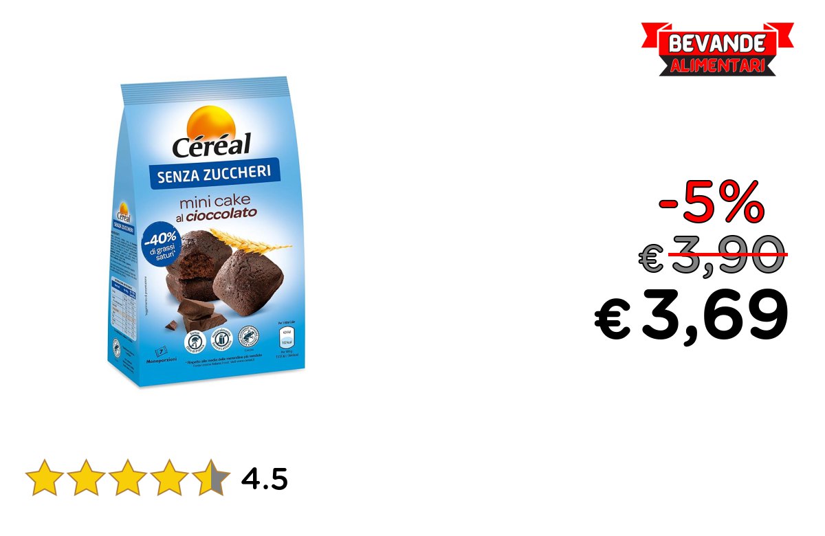 CÉRÉAL MINI CAKE AL CIOCCOLATO fino al 5% di sconto