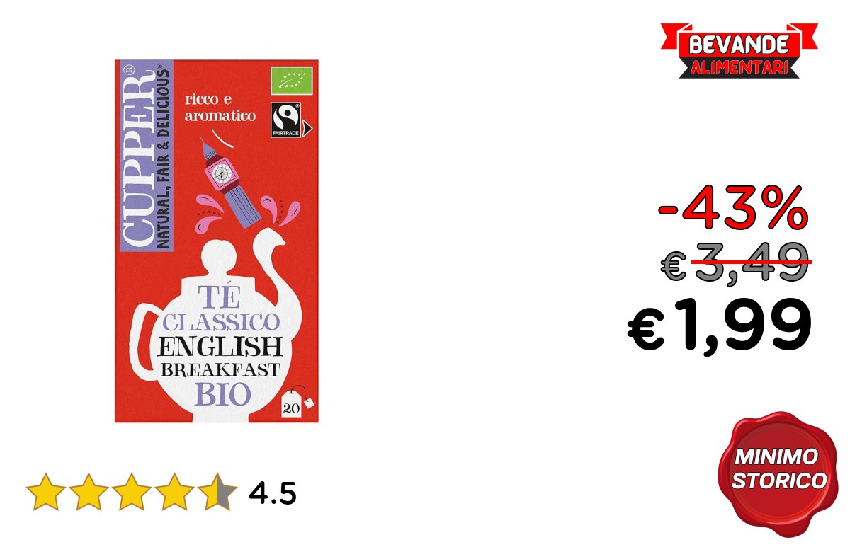 CUPPER Tè Classico: fino al 43% di sconto Deal