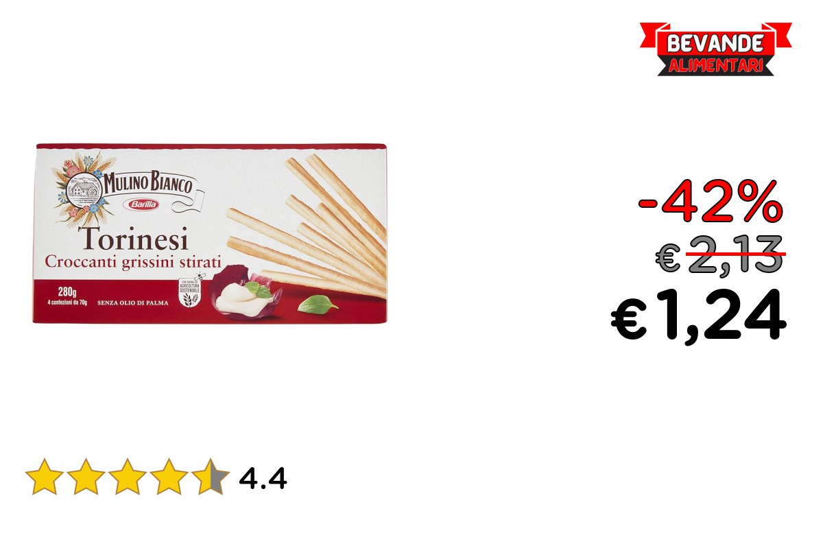Mulino Bianco Grissini Torinesi: fino al 42% di sconto