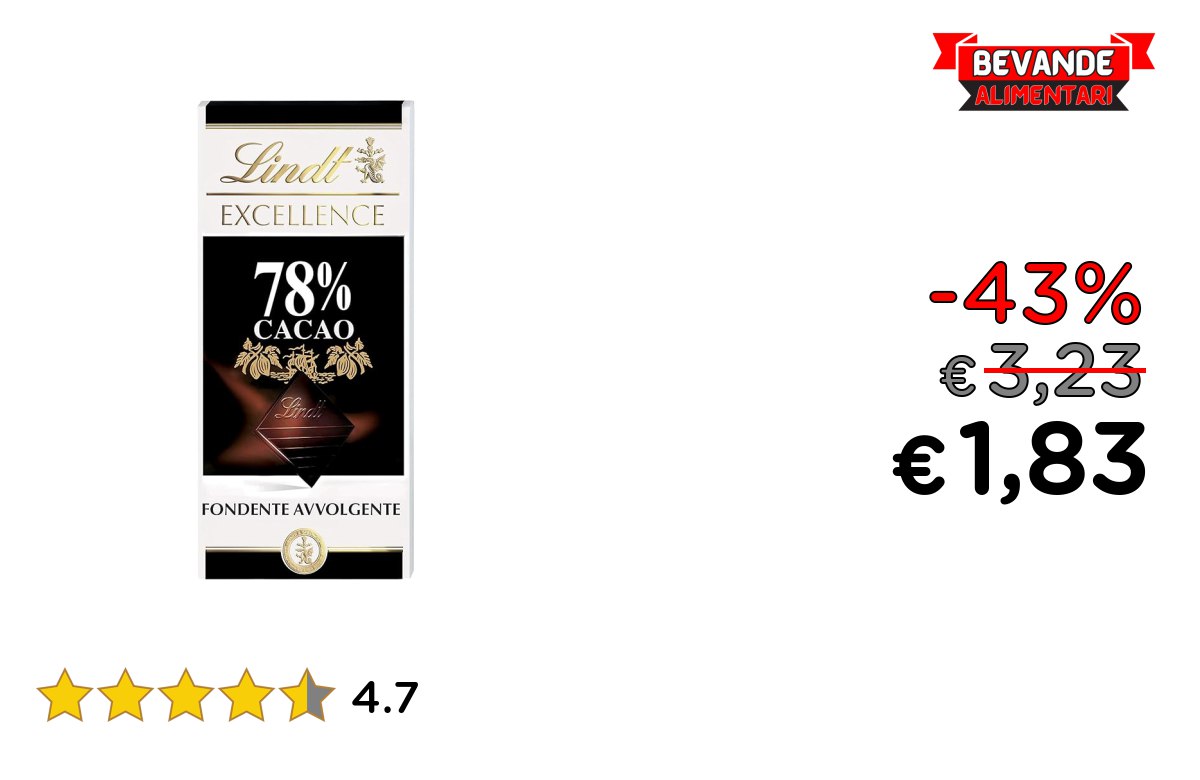 Lindt EXCELLENCE 78% Cacao Tavoletta Deal fino al 43% off