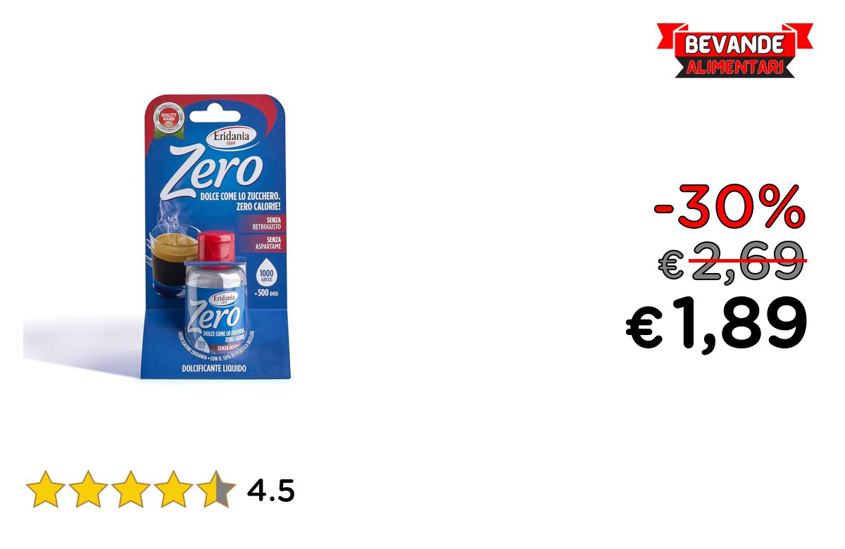 Eridania Zero: fino al 30% di sconto su Amazon