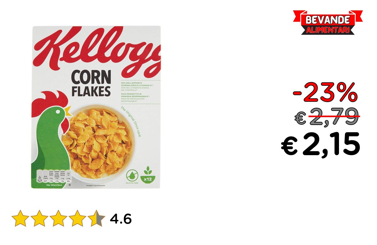 Kellogg’s Corn Flakes fino al 23% di sconto Deal