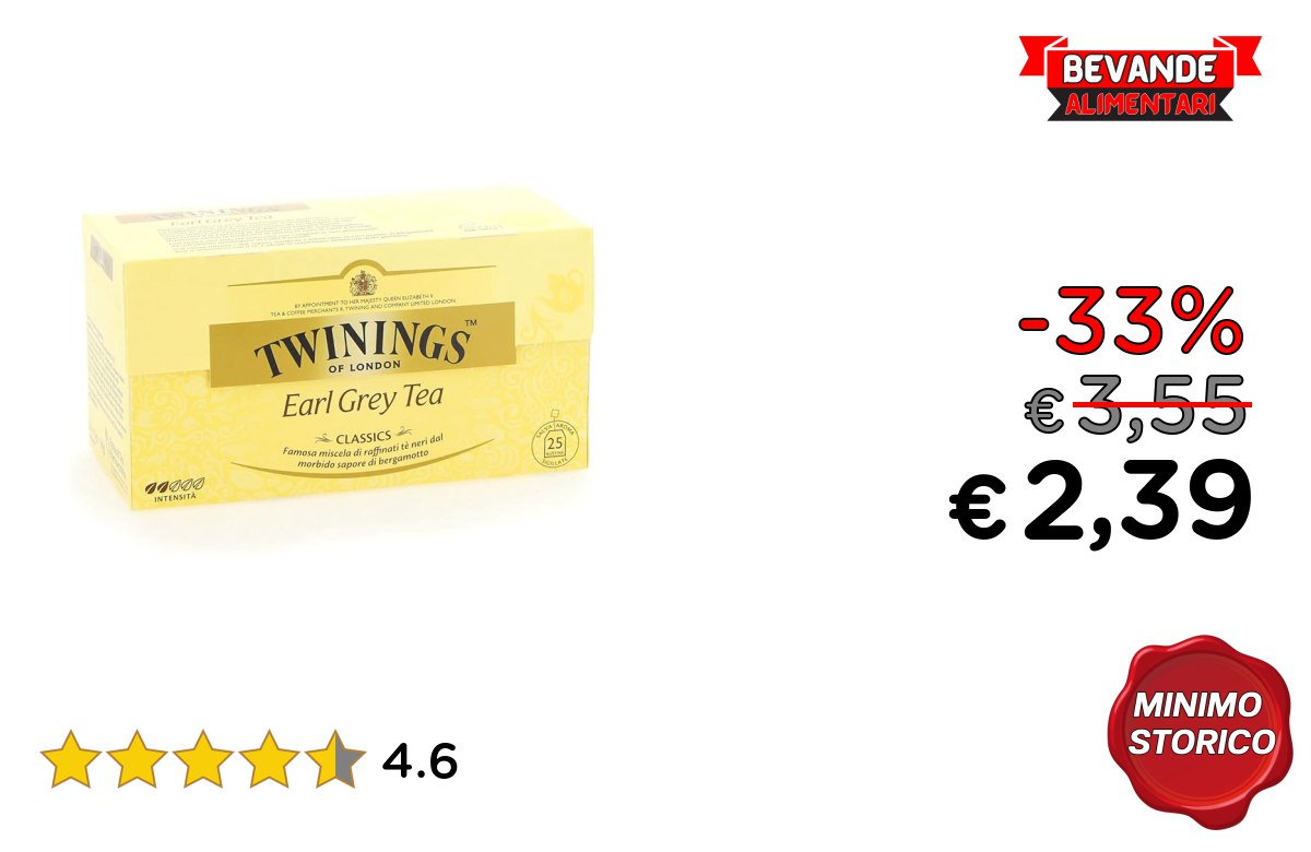 Twinings Earl Grey Tea fino al 33% di sconto Deal