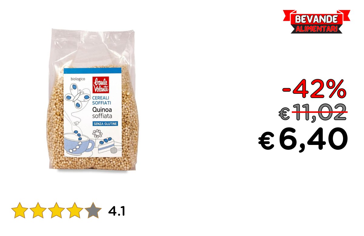 Baule Volante Quinoa soffiata bio, fino al 42% di sconto Deal