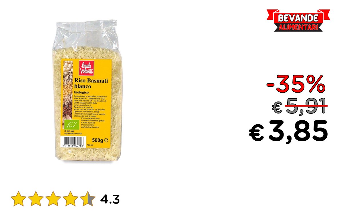 Baule Volante Riso Basmati bio fino al 35% off Deal