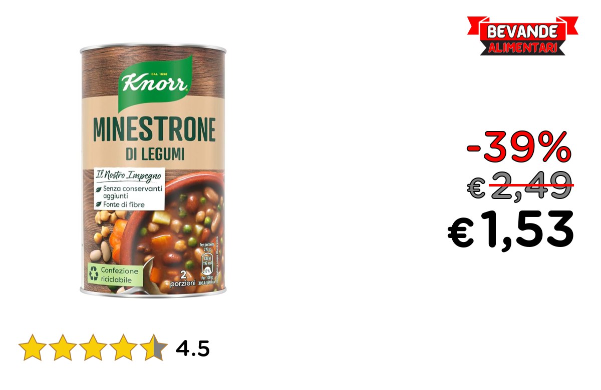 Knorr Minestrone di Legumi: fino al 39% di sconto Deal