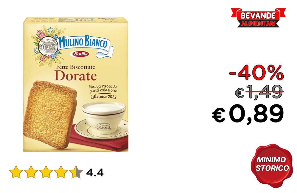 Mulino Bianco Fette Biscottate: fino al 40% di sconto