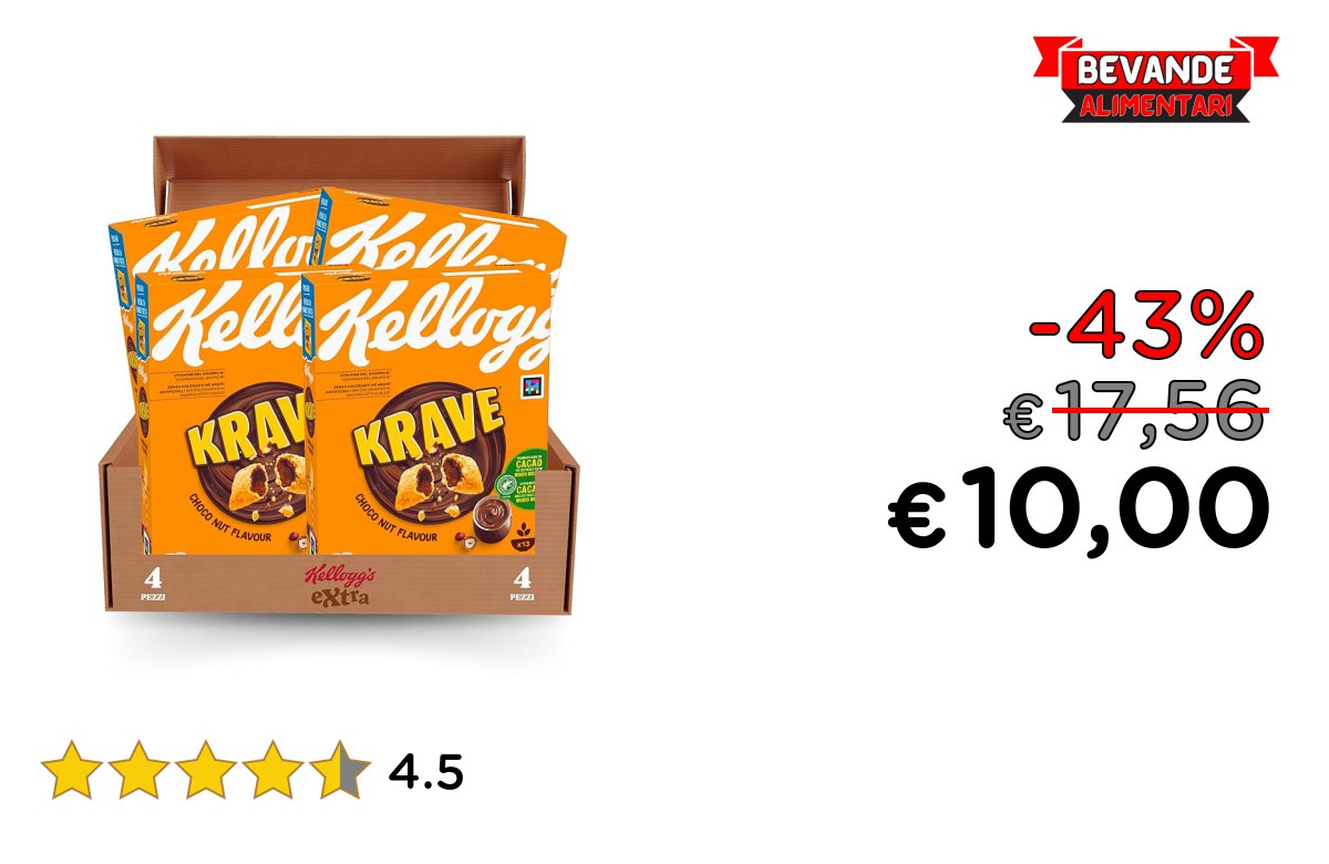 Kellogg’s Krave Choco Nut: fino al 43% di sconto Deal