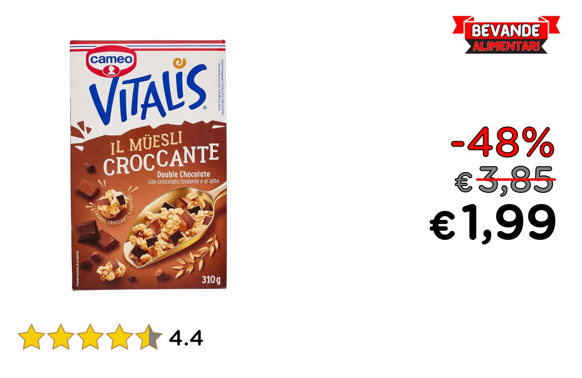 Cameo Vitalis Muesli Double Chocolate fino al 48% di sconto Deal