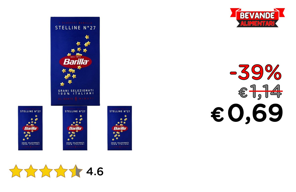 Barilla Pasta Stelline N.27 fino al 39% di sconto