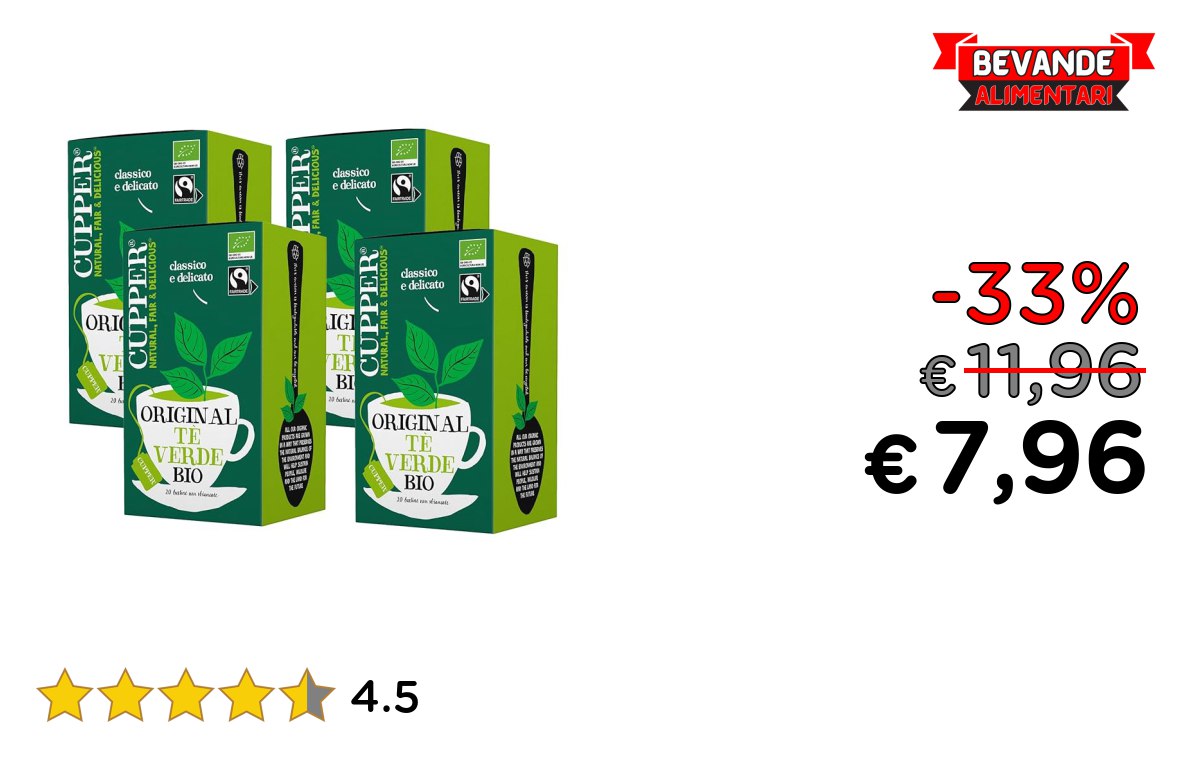 CUPPER Tè Verde Biologico fino al 33% di sconto