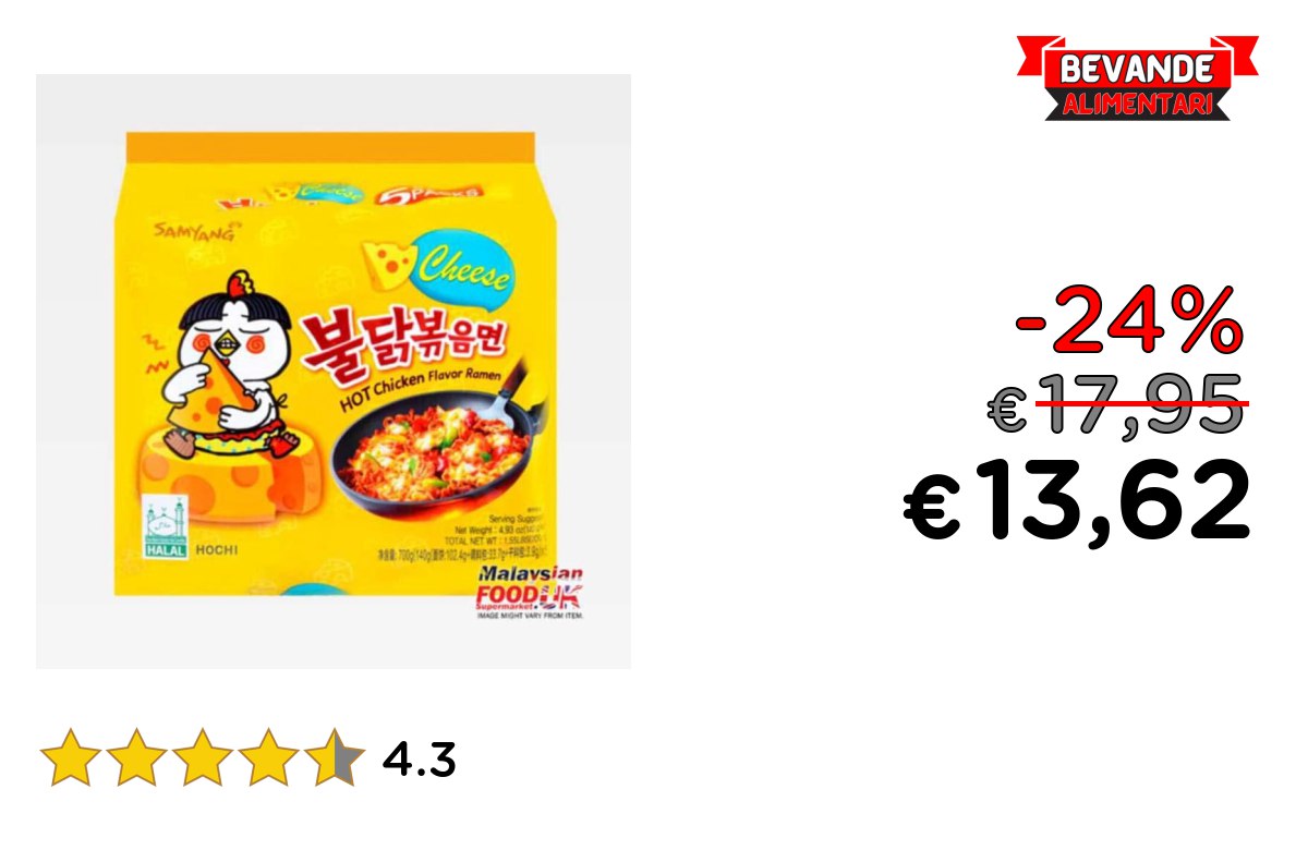 Ramen piccante formaggio SAMYANG fino al 24% di sconto