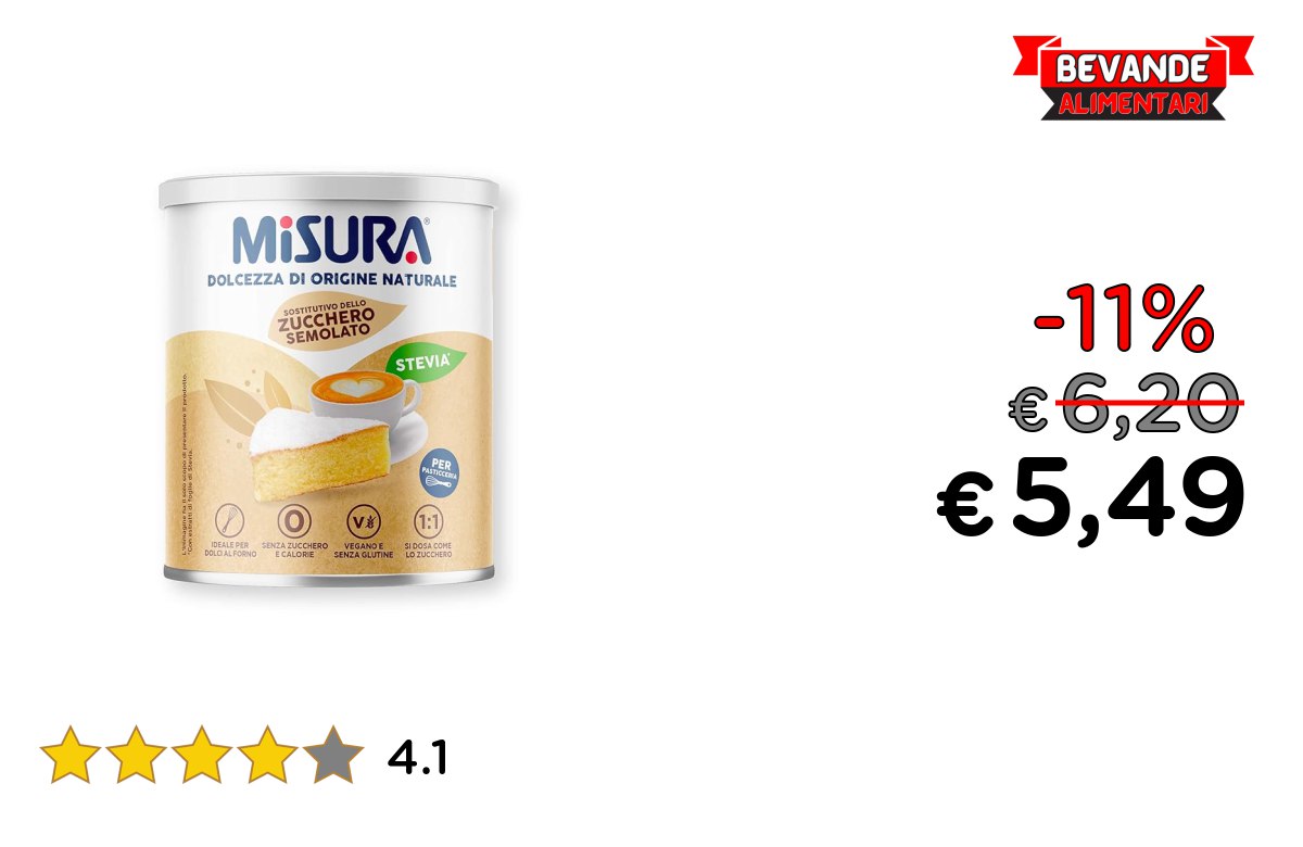 Misura Pasticceria Stevia Cristalli fino a 11% di sconto
