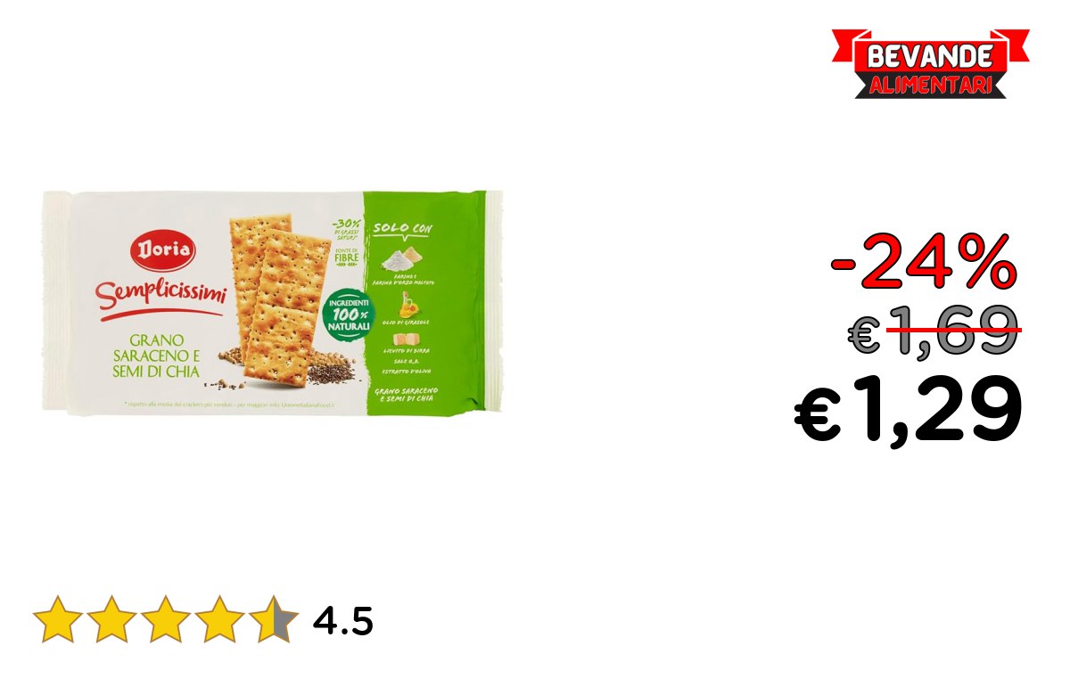 Doria Cracker Semplicissimi: fino al 24% di sconto