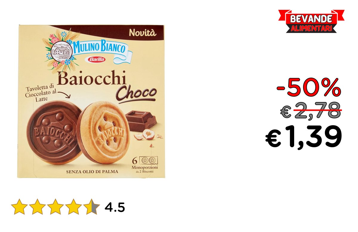 Mulino Bianco Biscotti Baiocchi: fino al 50% di sconto Deal