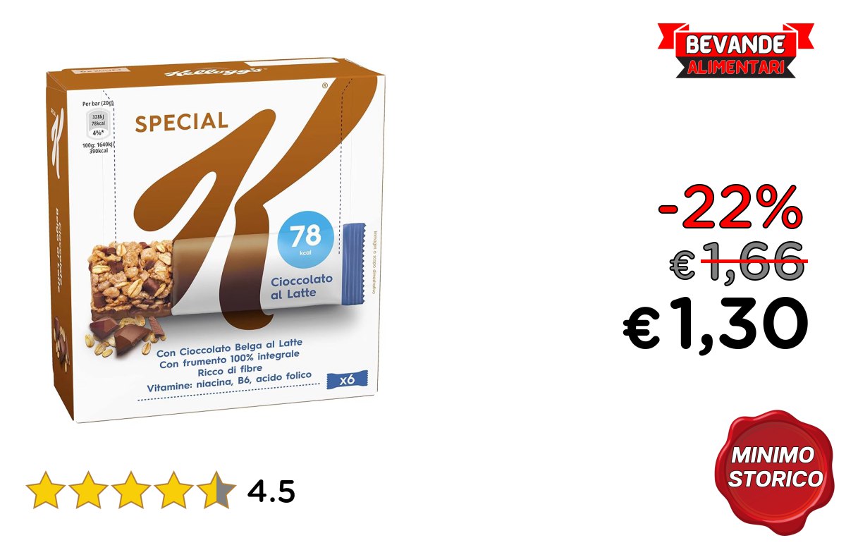 Kellog’s Barrette di Cereali fino al 22% offerta Deal