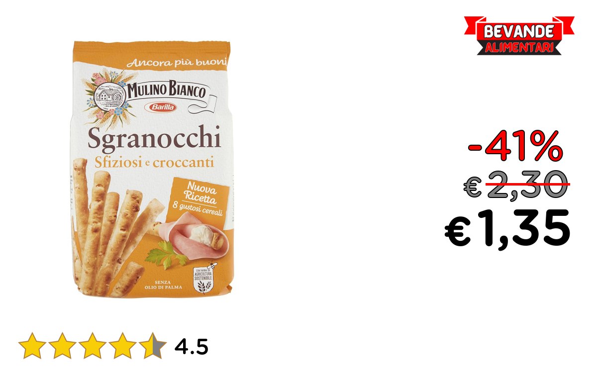 Mulino Bianco Grissini Sgranocchi fino al 41% di sconto