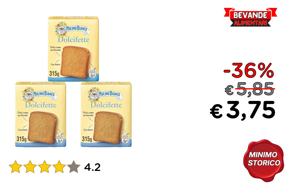 Mulino Bianco Fette Biscottate fino al 36% di sconto