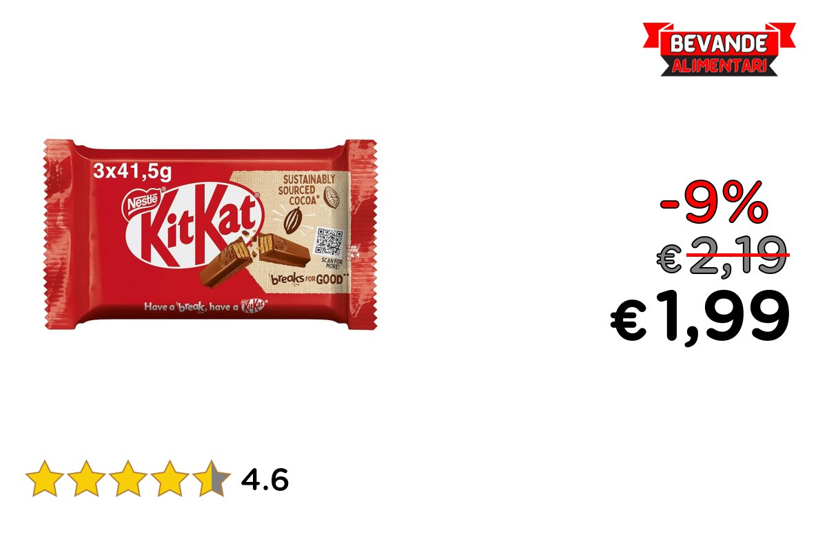 KITKAT Wafer al Cioccolato: Offerta fino al 9% di Sconto