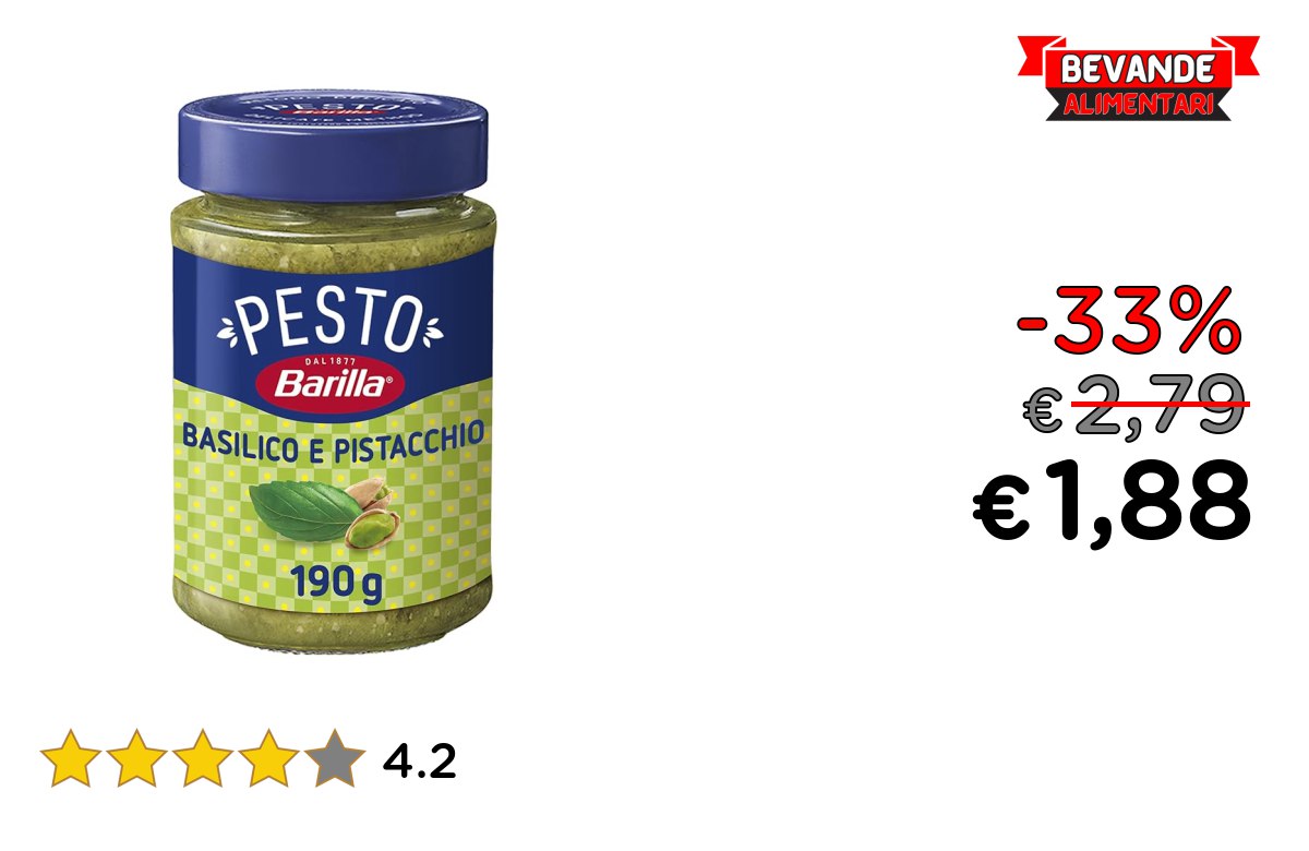 Barilla Pesto Basilico e Pistacchio fino al 33% di sconto
