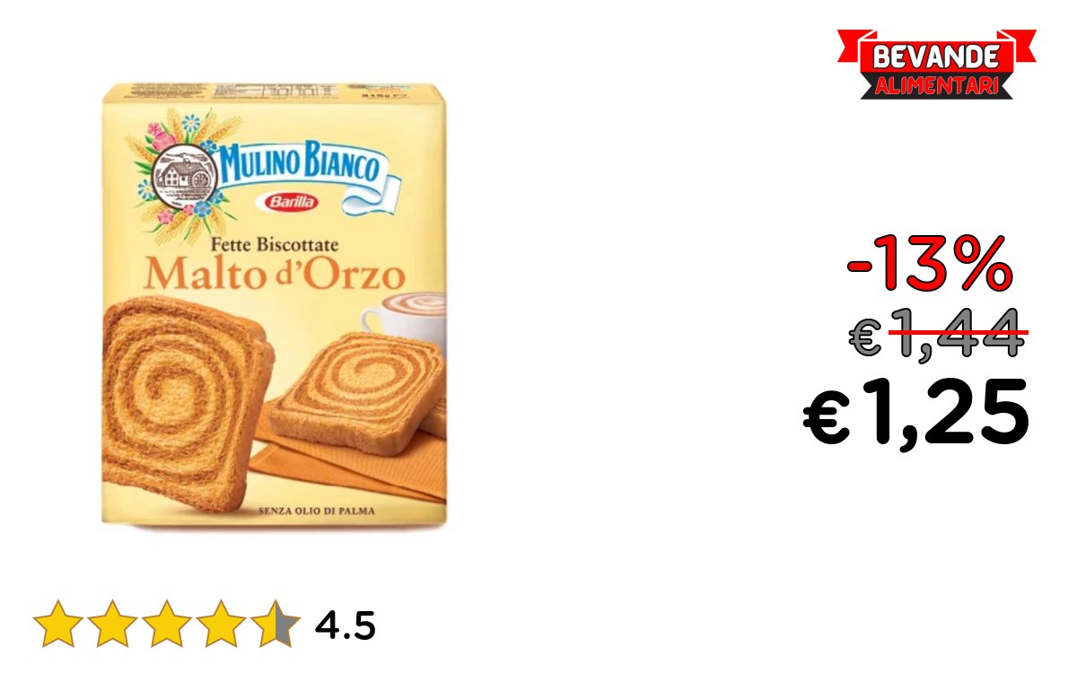 Mulino Bianco Fette Biscottate al Malto – fino al 13% off Deal