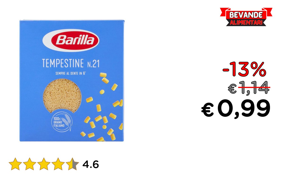 Barilla Pasta Tempestine fino al 13% di sconto Deal