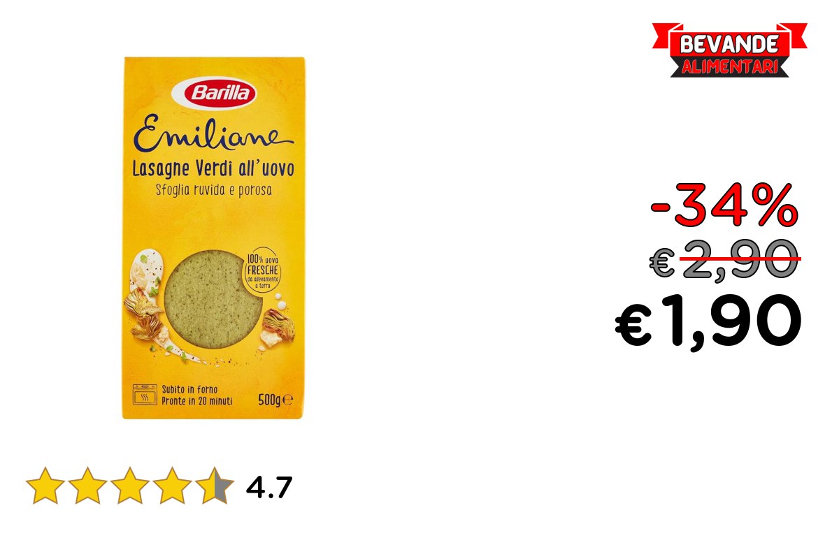 Barilla Pasta Lasagne Verdi fino al 34% di sconto Deal