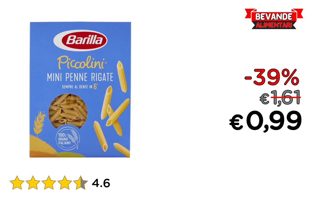 Barilla Pasta Mini Penne Rigate fino al 39% di sconto