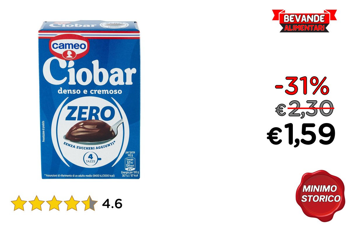 Cameo Ciobar: sconto fino al 31% su Cioccolata Calda