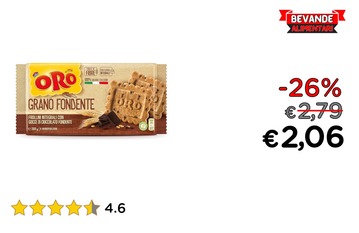 Oro Saiwa Grano Fondente Biscotti fino a 26% di sconto