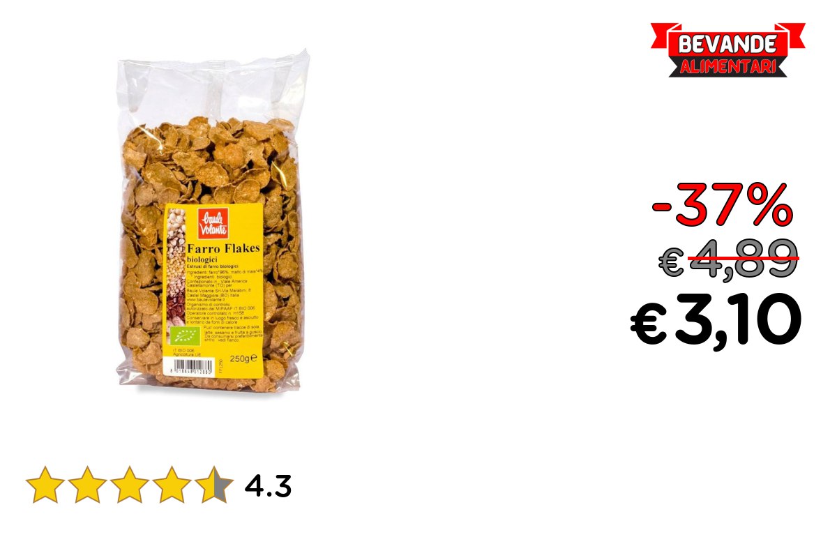 Baule Volante Farro Flakes Bio: fino al 37% di sconto