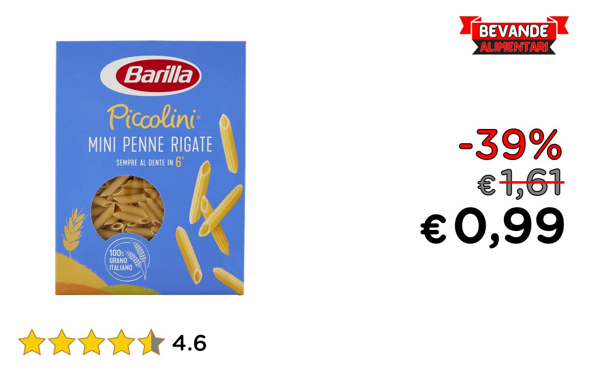 Barilla Pasta Mini Penne fino al 39% di sconto