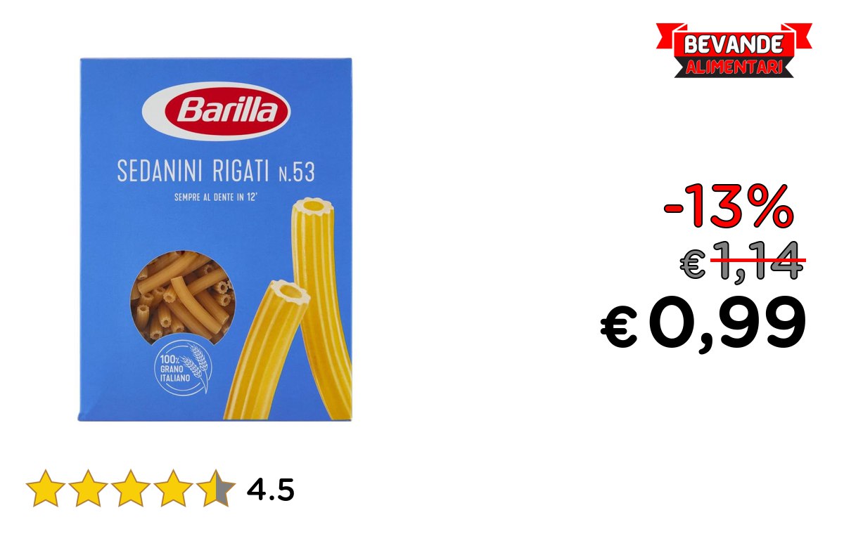 Barilla Pasta Sedanini fino al 13% di sconto Deal