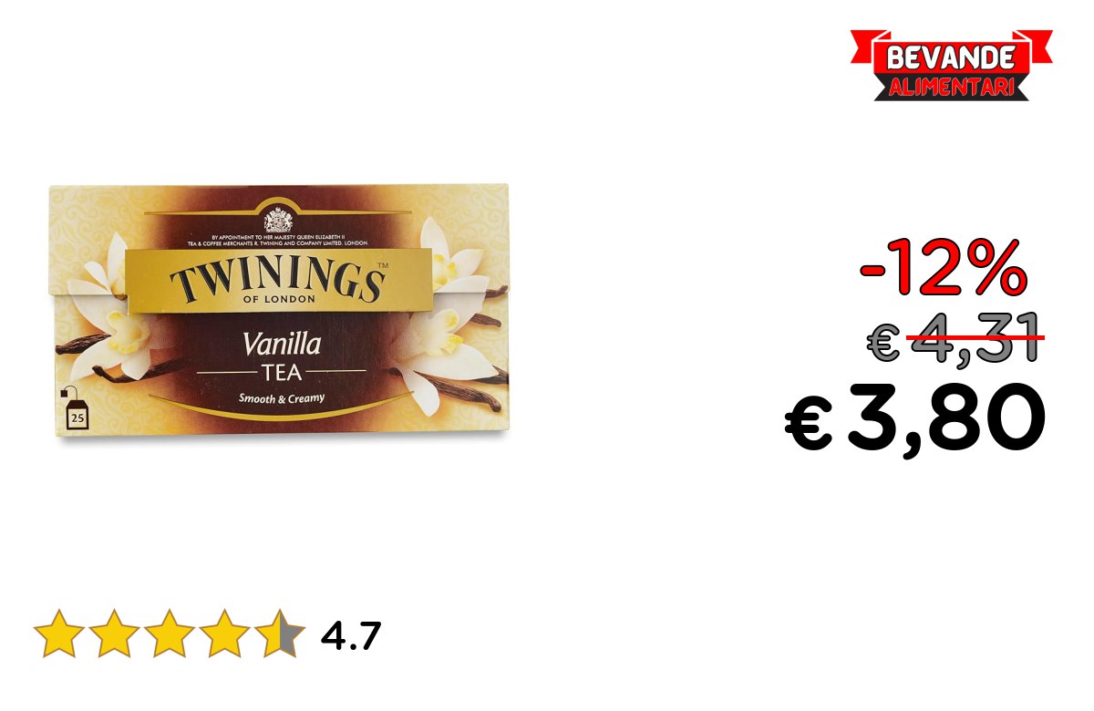 Twinings Tè Nero alla Vaniglia fino al 12% di sconto